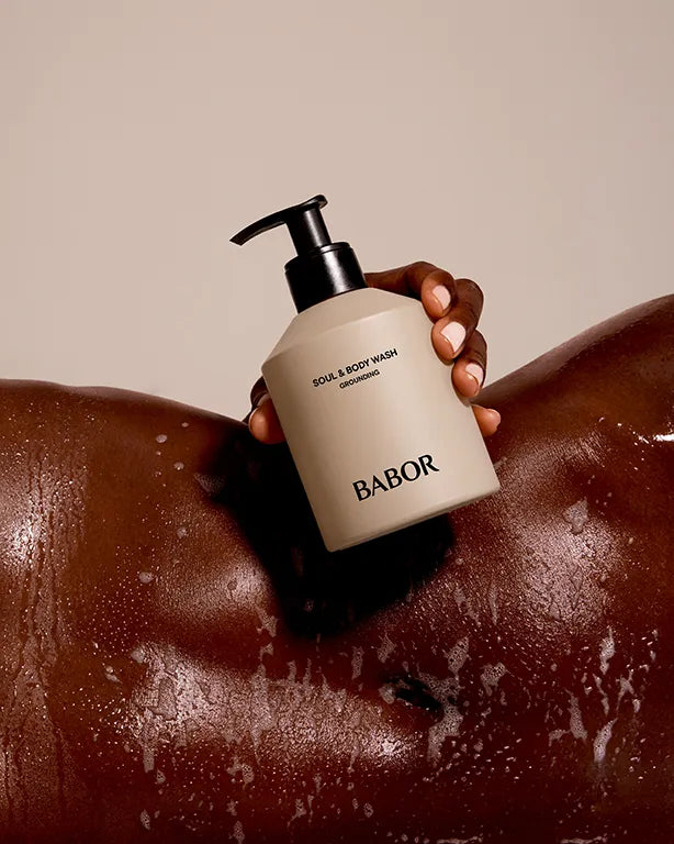 Gentle lather of Babor Soul & Body Wash on skin – refreshing and calming body cleanser